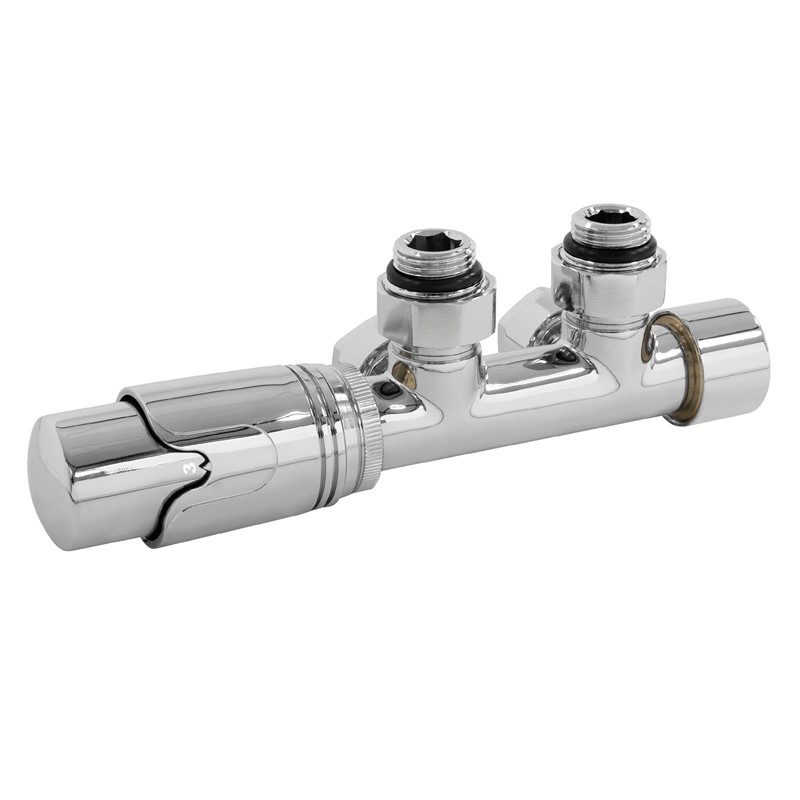Ventil-Armaturen Set Multiblock Chrom Eckform inkl. Thermostatkopf LuxeBath Ventil-Armaturen Set Multiblock Chrom Eckform inkl. Thermostatkopf LuxeBath