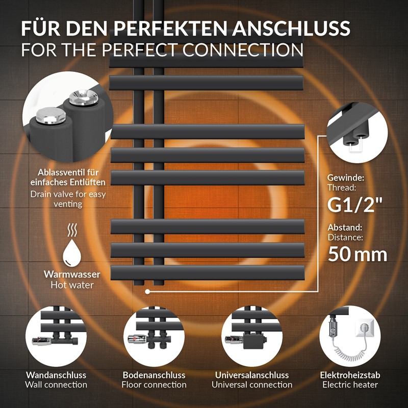 Badheizkörper Iron EM 500x1200 mm Anthrazit