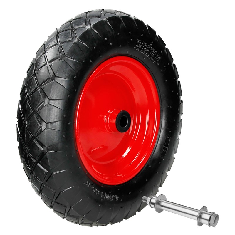 Schubkarrenrad luftbereift 390 mm 4.80/4.00-8 mit Achse Rot aus PU Schubkarrenrad luftbereift 390 mm 4.80/4.00-8 mit Achse Rot aus PU