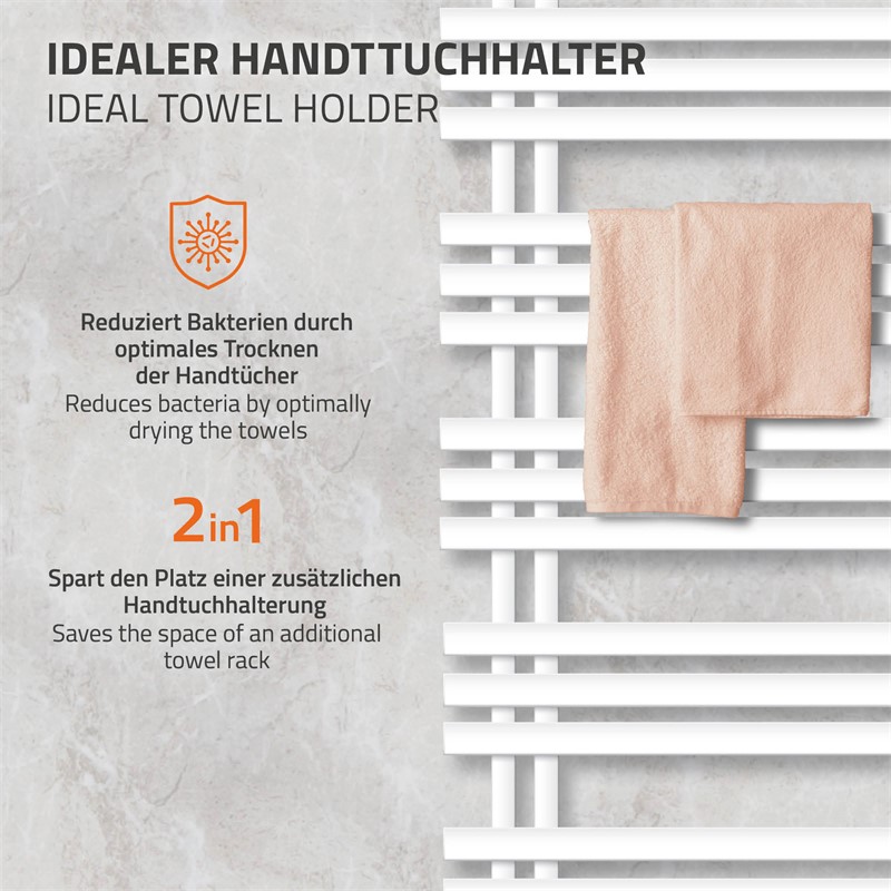 Badheizkörper Iron EM mit Heizstab 1200W 600x1600 mm Weiß
