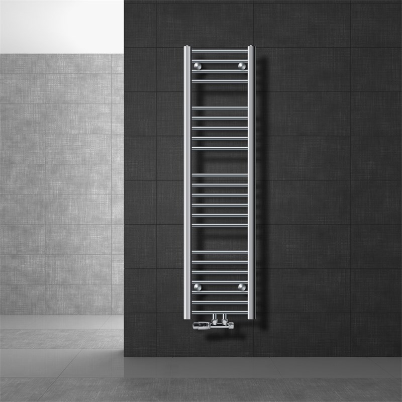 Badheizkörper Mittelanschluss 300x1400 mm Chrome gerade mit Wand Anschlussgarnitur LuxeBath Badheizkörper Mittelanschluss 300x1400 mm Chrome gerade mit Wand Anschlussgarnitur LuxeBath