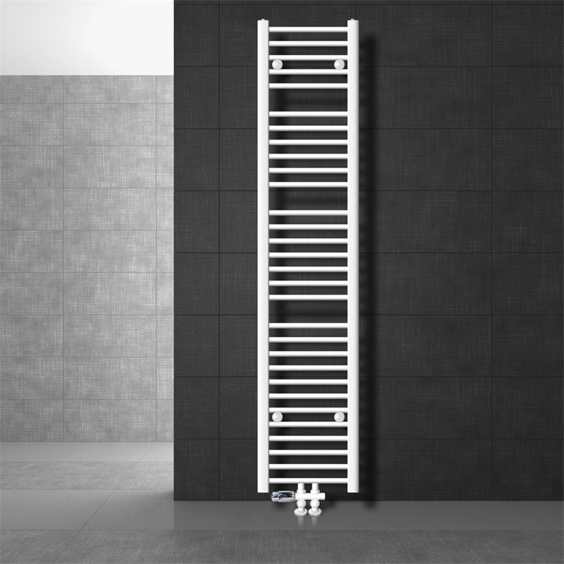 Badheizkörper Mittelanschluss 300x1800 mm Weiß gerade mit Boden Anschlussgarnitur LuxeBath Badheizkörper Mittelanschluss 300x1800 mm Weiß gerade mit Boden Anschlussgarnitur LuxeBath