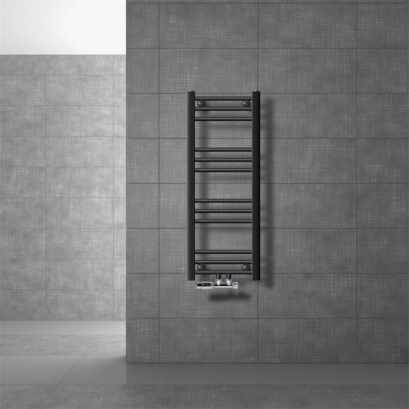 Badheizkörper Mittelanschluss 300x800 mm Anthrazit gerade mit Wand Anschlussgarnitur LuxeBath Badheizkörper Mittelanschluss 300x800 mm Anthrazit gerade mit Wand Anschlussgarnitur LuxeBath