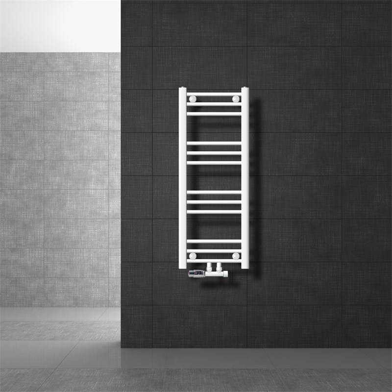 Badheizkörper Mittelanschluss 300x800 mm Weiß gerade mit Wand Anschlussgarnitur LuxeBath Badheizkörper Mittelanschluss 300x800 mm Weiß gerade mit Wand Anschlussgarnitur LuxeBath