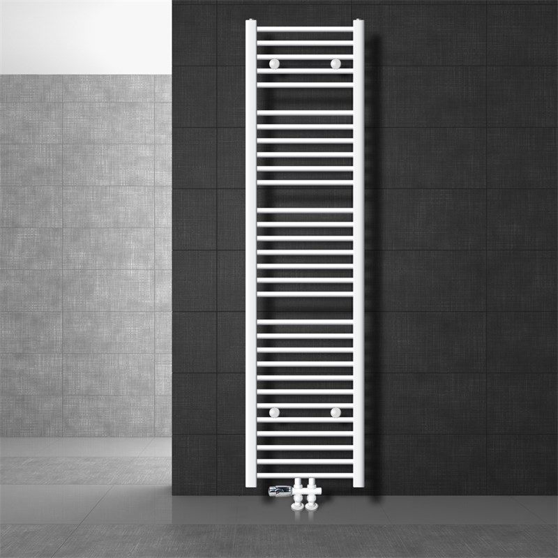 Badheizkörper Mittelanschluss 400x1800 mm Weiß gerade mit Boden Anschlussgarnitur LuxeBath Badheizkörper Mittelanschluss 400x1800 mm Weiß gerade mit Boden Anschlussgarnitur LuxeBath