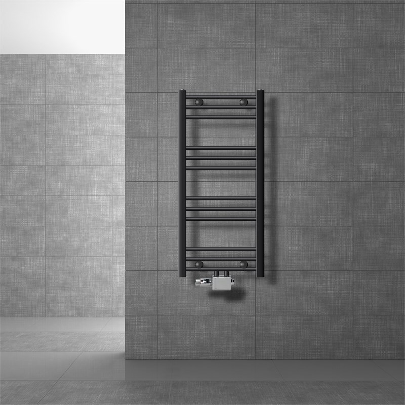 Badheizkörper Mittelanschluss 400x800 mm Anthrazit gerade mit Universale Anschlussgarnitur LuxeBath Badheizkörper Mittelanschluss 400x800 mm Anthrazit gerade mit Universale Anschlussgarnitur LuxeBath