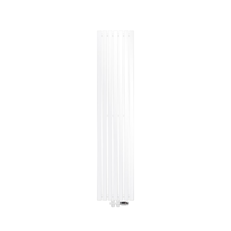 Badheizkörper Mittelanschluss 370x1800 mm Weiß mit Boden Thermostatventil LuxeBath