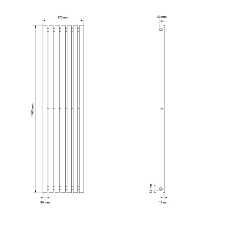 Badheizkörper Mittelanschluss 370x1800 mm Weiß mit Boden Thermostatventil LuxeBath