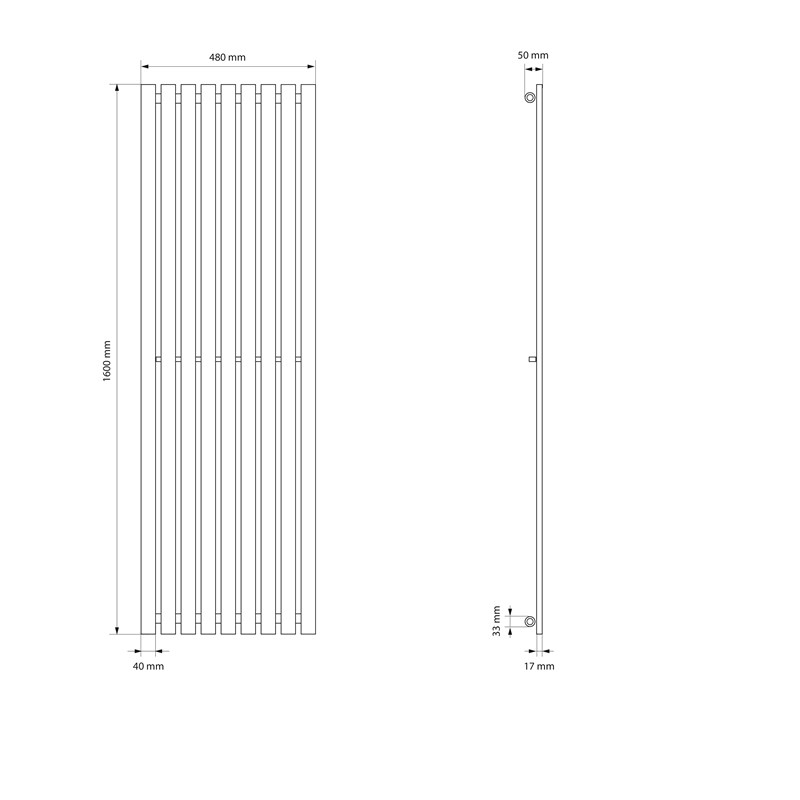Badheizkörper 480x1600 mm Weiß mit Boden Anschlussgarnitur