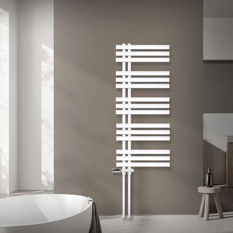 Badheizkörper Mittelanschluss 500x1200 mm Weiß mit Boden Anschlussgarnitur LuxeBath Badheizkörper Mittelanschluss 500x1200 mm Weiß mit Boden Anschlussgarnitur LuxeBath