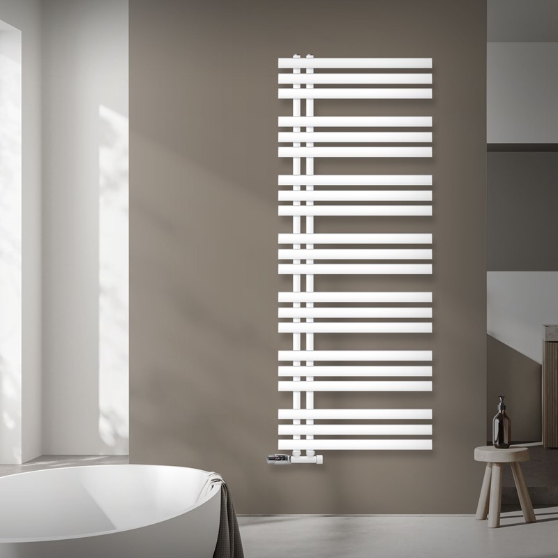 Badheizkörper Mittelanschluss 600x1600 mm Weiß mit Wand Anschlussgarnitur LuxeBath Badheizkörper Mittelanschluss 600x1600 mm Weiß mit Wand Anschlussgarnitur LuxeBath