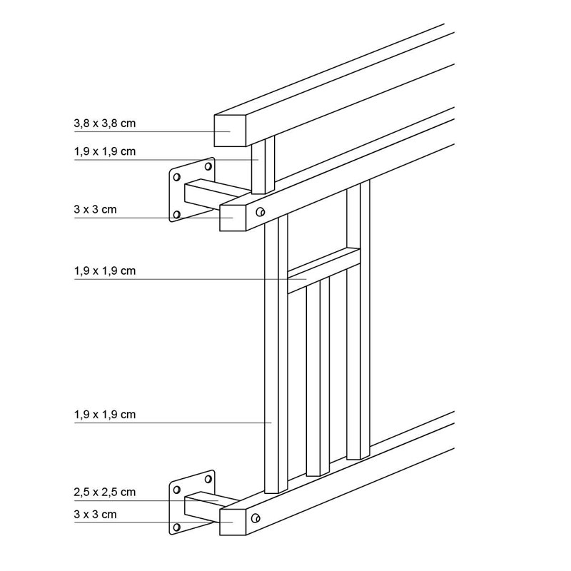 Französischer Balkon Silber 90x156 cm mit 5 Füllelementen, Holzoptik aus Edelstahl