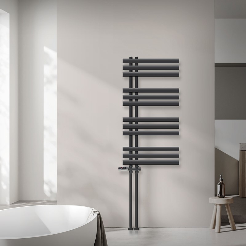 Badheizkörper Mittelanschluss 500x1000 mm Anthrazit mit Boden Anschlussgarnitur LuxeBath Badheizkörper Mittelanschluss 500x1000 mm Anthrazit mit Boden Anschlussgarnitur LuxeBath