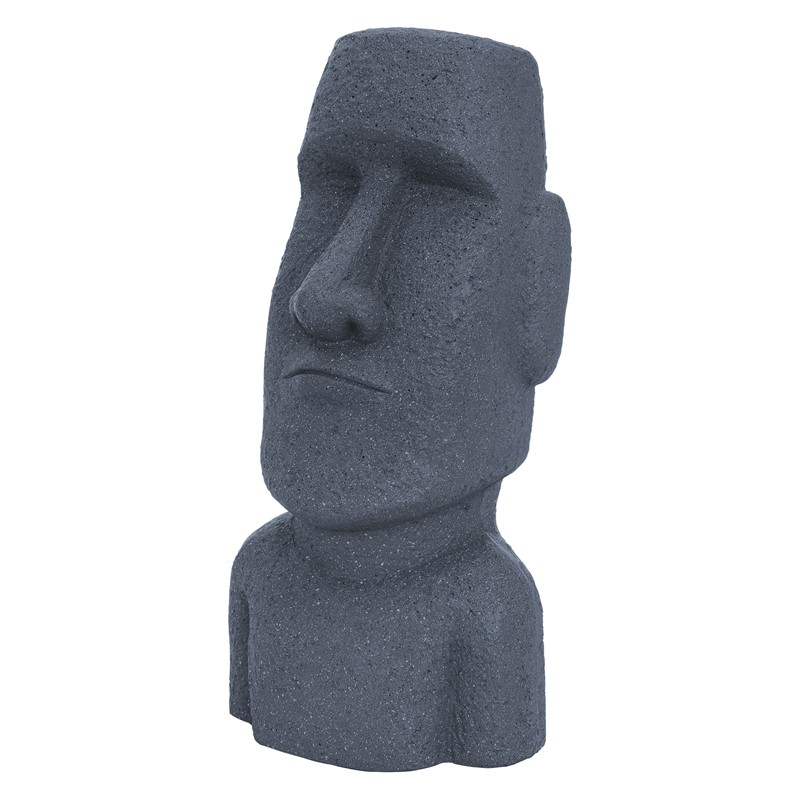 Moai Rapa Nui Kopf Figur 26,5x19x53,5 cm Grau aus Kunstharz Polyresin Moai Rapa Nui Kopf Figur 26,5x19x53,5 cm Grau aus Kunstharz Polyresin