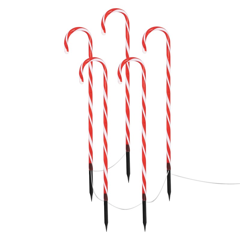 Zuckerstangen Gartenstecker 5er Set 73x400 cm mit 56LED warmweiß aus Kunststoff
