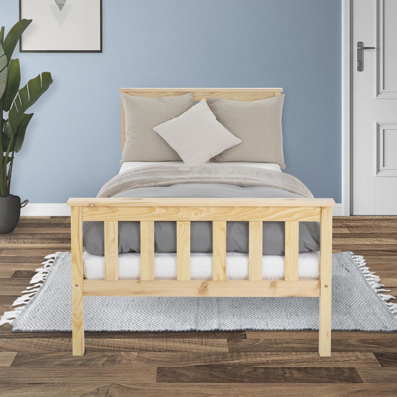 Bettgestell Einzelbett 90x200cm aus Kiefernholz in Natur mit Lattenrost ML-Design Bettgestell Einzelbett 90x200cm aus Kiefernholz in Natur mit Lattenrost ML-Design