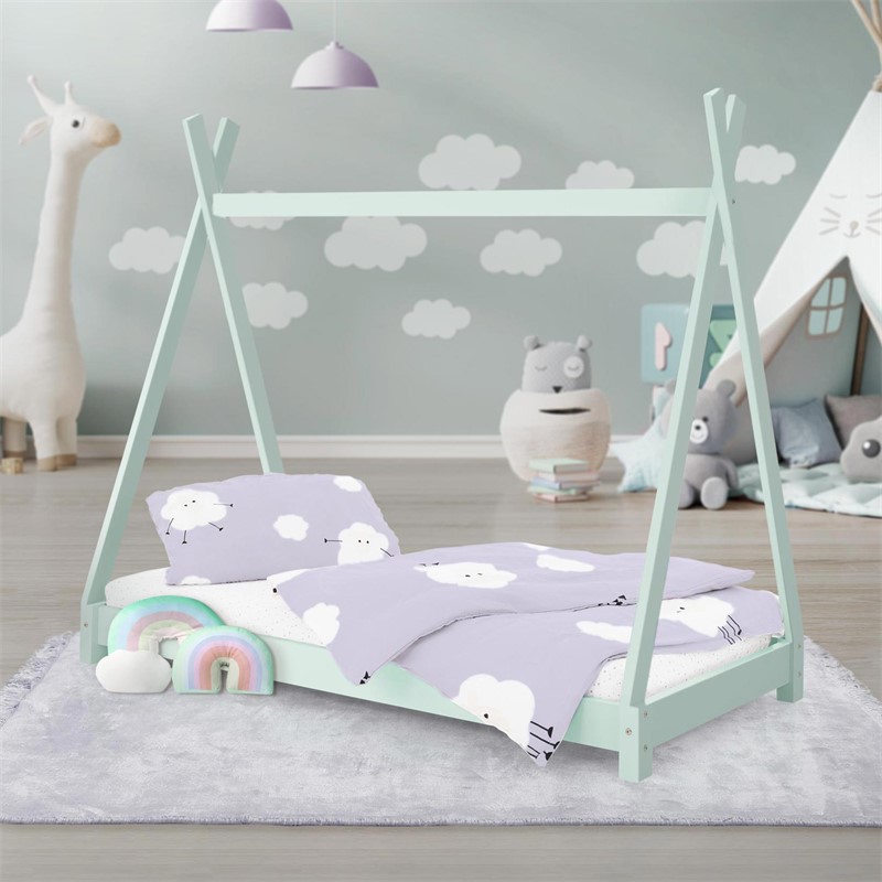 Kinderbett Tipi 70x140 cm Minze aus Kiefernholz Holzbett mit Lattenrost ML-Design Kinderbett Tipi 70x140 cm Minze aus Kiefernholz Holzbett mit Lattenrost ML-Design