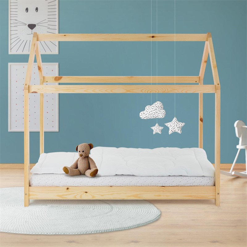 Kinderbett Hausbett 70x140 cm aus Kiefernholz Holzbett mit Dach und Lattenrost ML-Design Kinderbett Hausbett 70x140 cm aus Kiefernholz Holzbett mit Dach und Lattenrost ML-Design