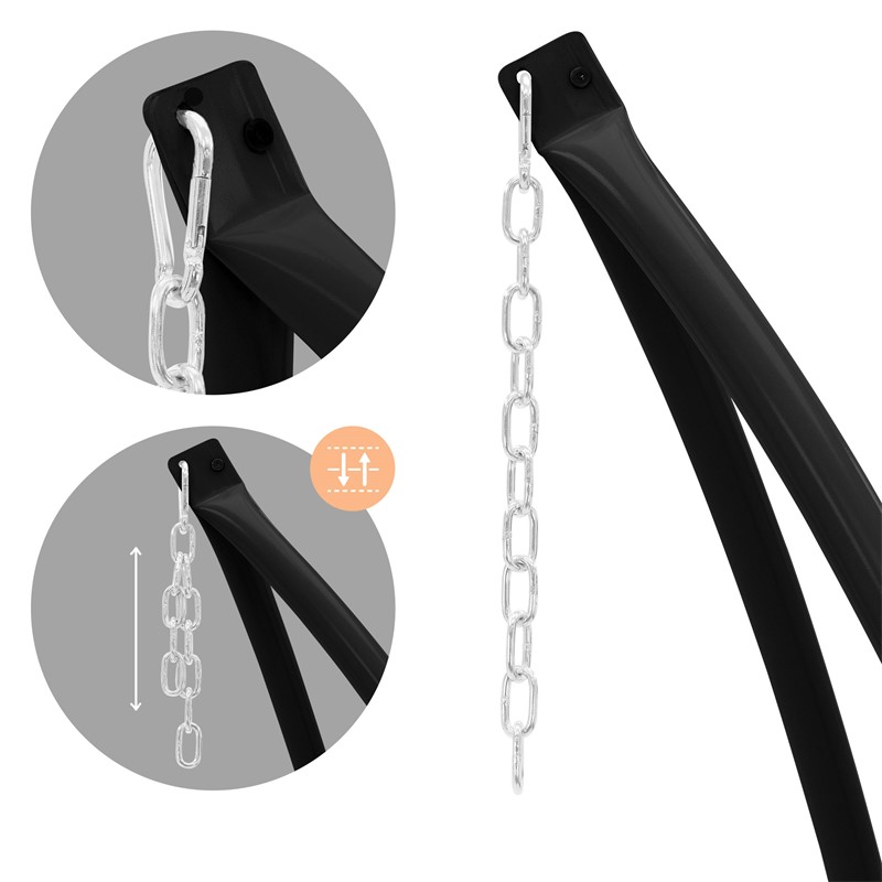 Hängesesselgestell 208 cm Schwarz aus Metall