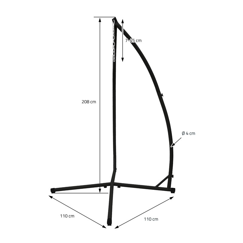 Hängesesselgestell 208 cm Schwarz aus Metall