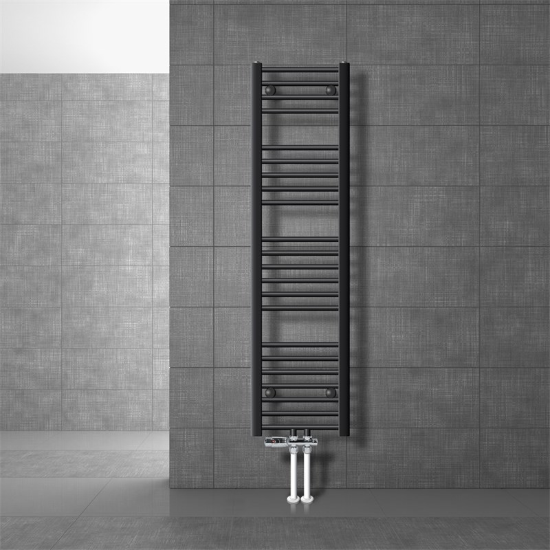 Badheizkörper Mittelanschluss 300x1400 mm Anthrazit gerade mit Boden Anschlussgarnitur LuxeBath Badheizkörper Mittelanschluss 300x1400 mm Anthrazit gerade mit Boden Anschlussgarnitur LuxeBath