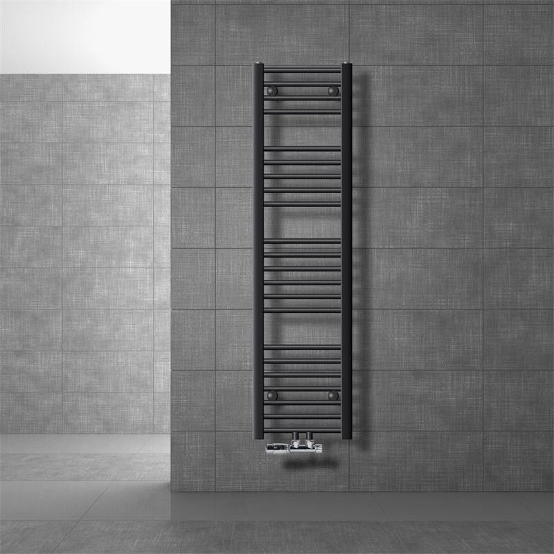 Badheizkörper Mittelanschluss 300x1400 mm Anthrazit gerade mit Wand Anschlussgarnitur LuxeBath Badheizkörper Mittelanschluss 300x1400 mm Anthrazit gerade mit Wand Anschlussgarnitur LuxeBath