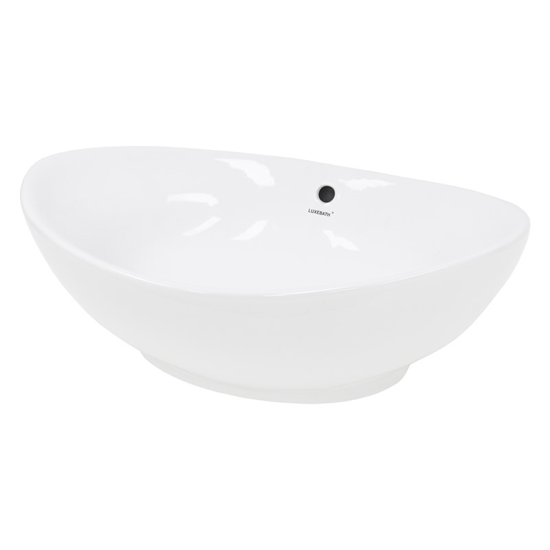 Waschbecken Oval mit Überlauf 590x390x200 mm Weiß aus Keramik LuxeBath Waschbecken Oval mit Überlauf 590x390x200 mm Weiß aus Keramik LuxeBath
