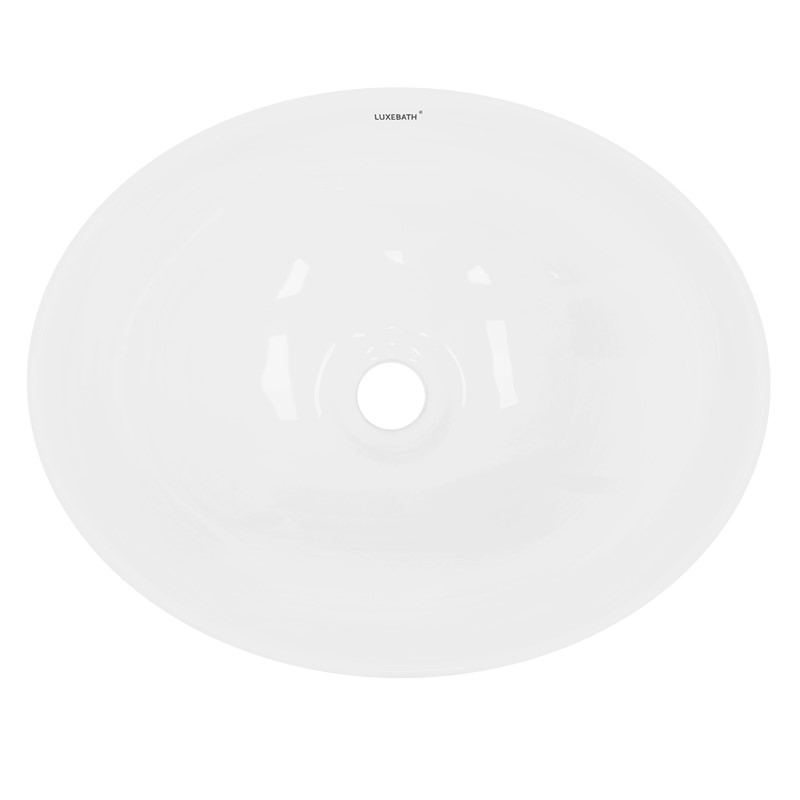 Waschbecken Oval ohne Überlauf 41x33x14,2 cm Weiß aus Keramik LuxeBath