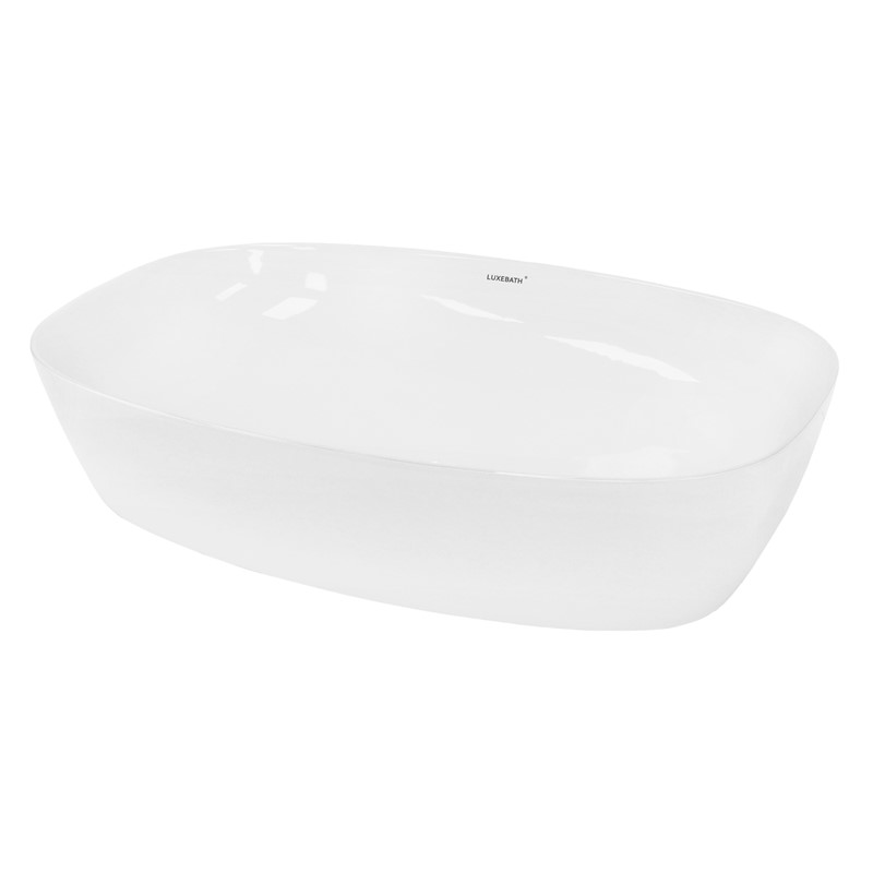 Waschbecken Oval ohne Überlauf 60,5x38x14 cm Weiß aus Keramik LuxeBath Waschbecken Oval ohne Überlauf 60,5x38x14 cm Weiß aus Keramik LuxeBath