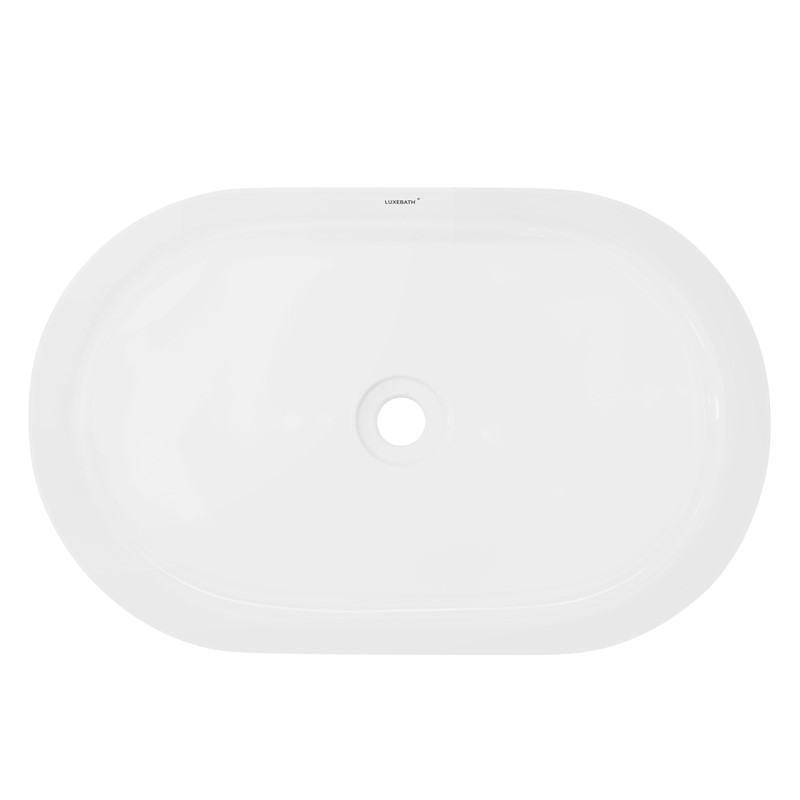 Waschbecken Oval ohne Überlauf 60,5x38x12,5 cm Weiß aus Keramik LuxeBath