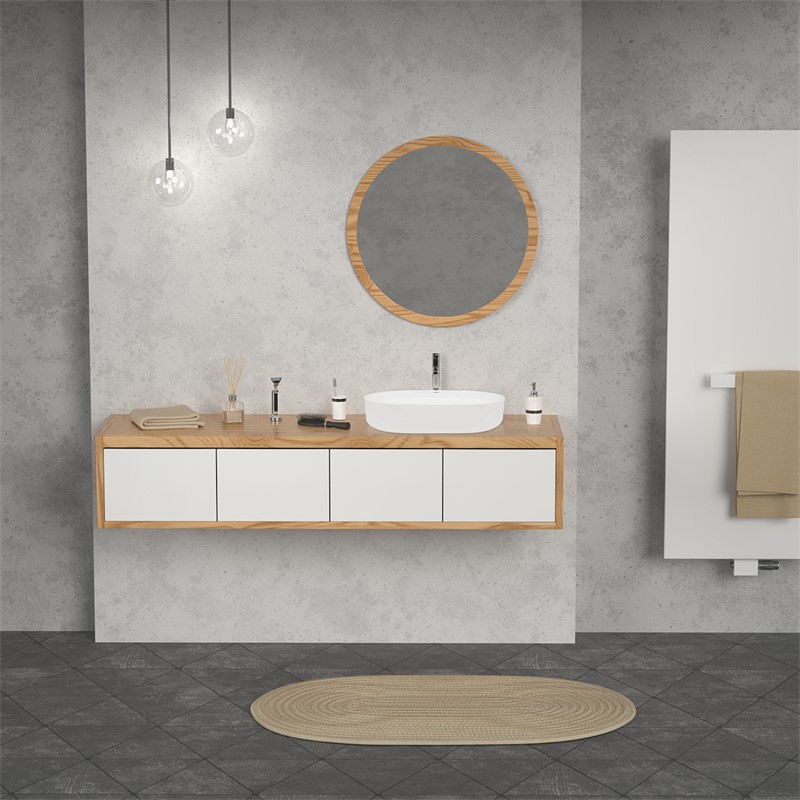 Waschbecken Oval ohne Überlauf 60,5x38x12,5 cm Weiß aus Keramik LuxeBath