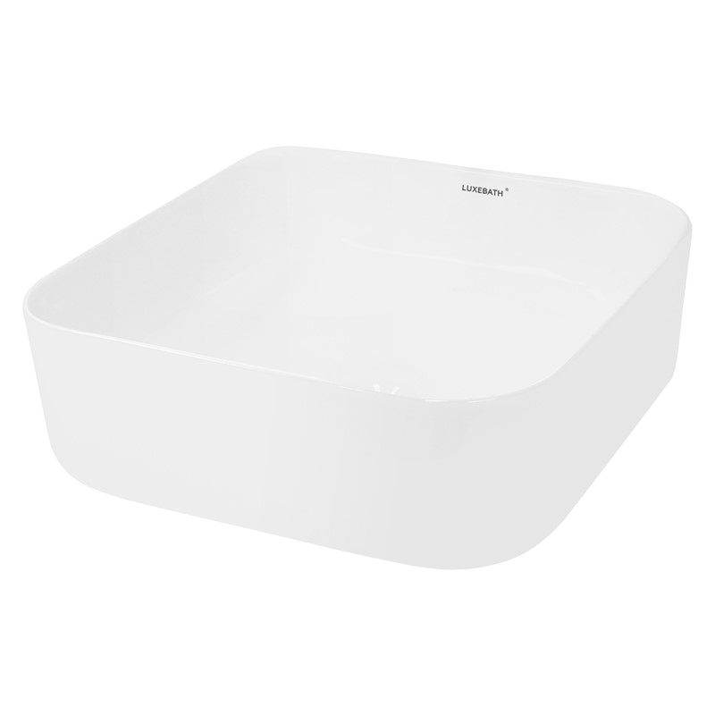 Waschbecken Eckig ohne Überlauf 39x39x14 cm Weiß aus Keramik LuxeBath Waschbecken Eckig ohne Überlauf 39x39x14 cm Weiß aus Keramik LuxeBath