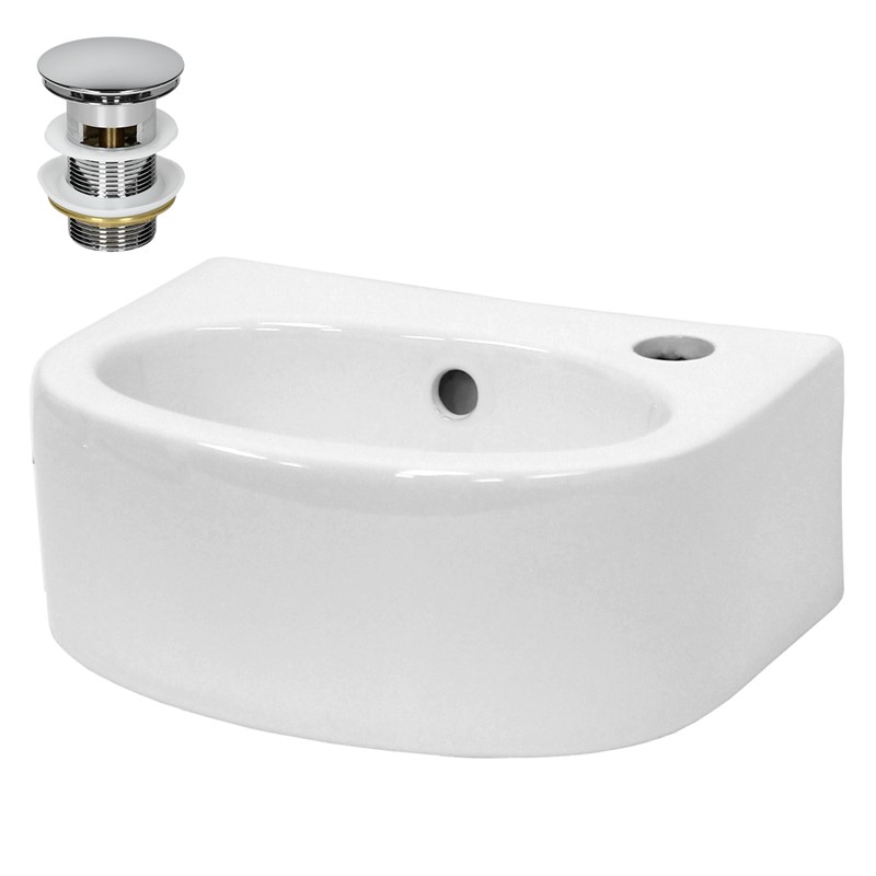 Waschbecken inkl. Ablaufgarnitur Silber mit Überlauf 33,5x25,5x13 cm Weiß aus Keramik LuxeBath Waschbecken inkl. Ablaufgarnitur Silber mit Überlauf 33,5x25,5x13 cm Weiß aus Keramik LuxeBath