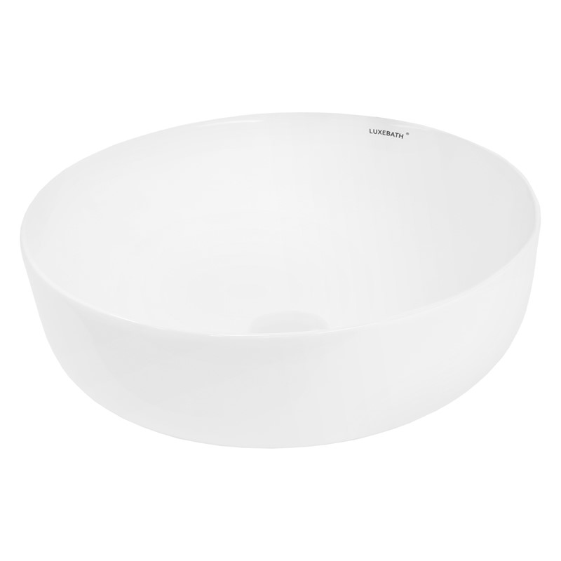Waschbecken Rund ohne Überlauf Ø 40x13,5 cm Weiß aus Keramik LuxeBath Waschbecken Rund ohne Überlauf Ø 40x13,5 cm Weiß aus Keramik LuxeBath