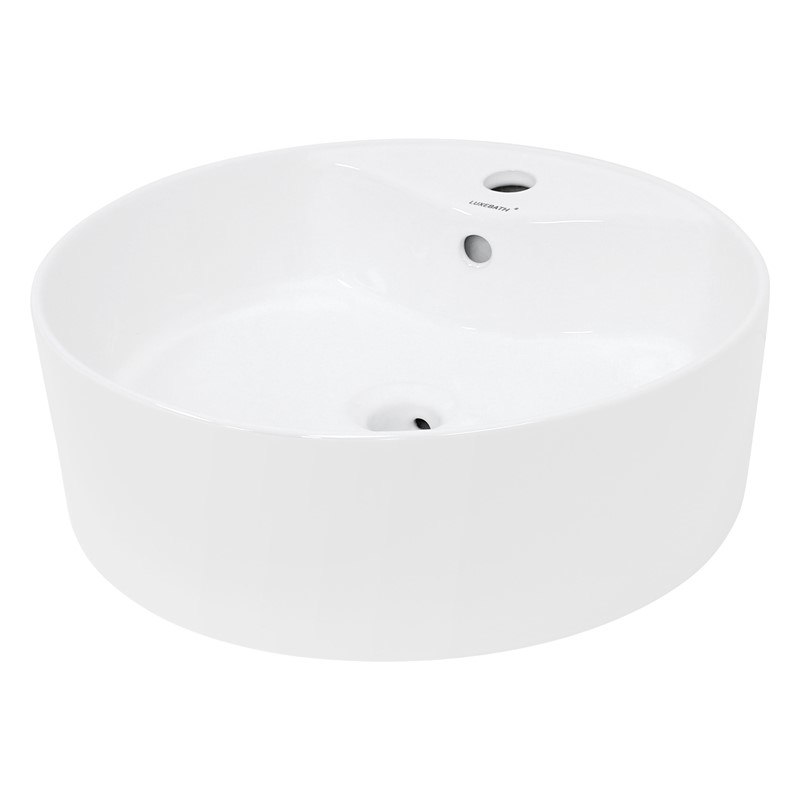 Waschbecken Rund mit Überlauf Ø 46x15,5 cm Weiß aus Keramik LuxeBath Waschbecken Rund mit Überlauf Ø 46x15,5 cm Weiß aus Keramik LuxeBath