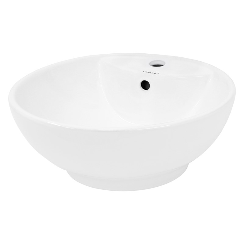 Waschbecken Rund mit Überlauf Ø 45,5x18,5 cm Weiß aus Keramik LuxeBath Waschbecken Rund mit Überlauf Ø 45,5x18,5 cm Weiß aus Keramik LuxeBath