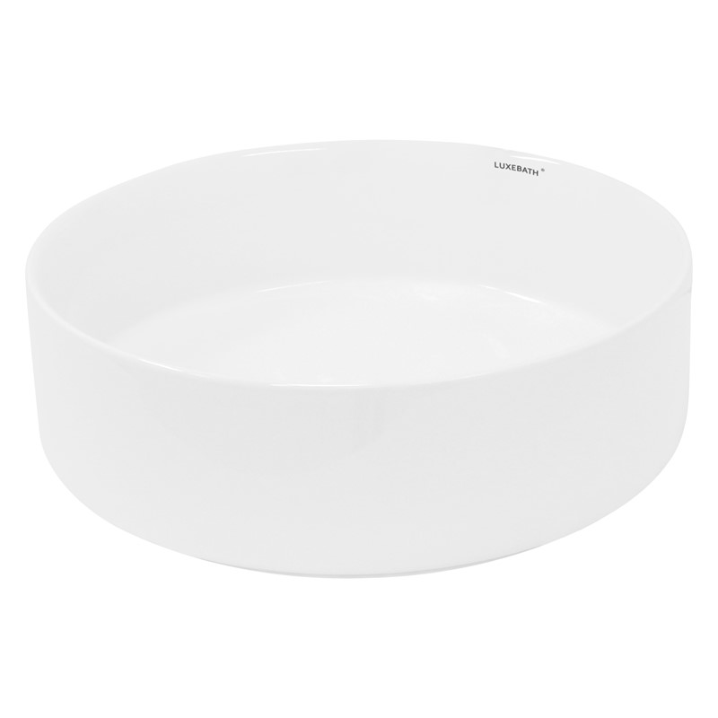 Waschbecken Rund ohne Überlauf Ø 35,5x12 cm Weiß aus Keramik LuxeBath