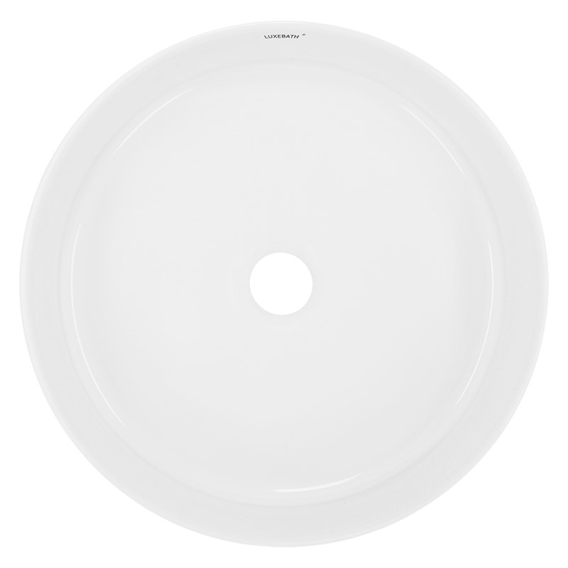 Waschbecken Rund ohne Überlauf Ø 35,5x12 cm Weiß aus Keramik LuxeBath