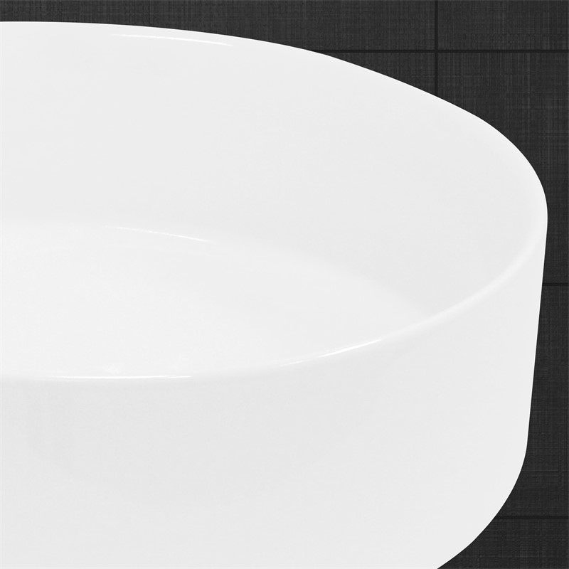 Waschbecken Rund ohne Überlauf Ø 35,5x12 cm Weiß aus Keramik LuxeBath