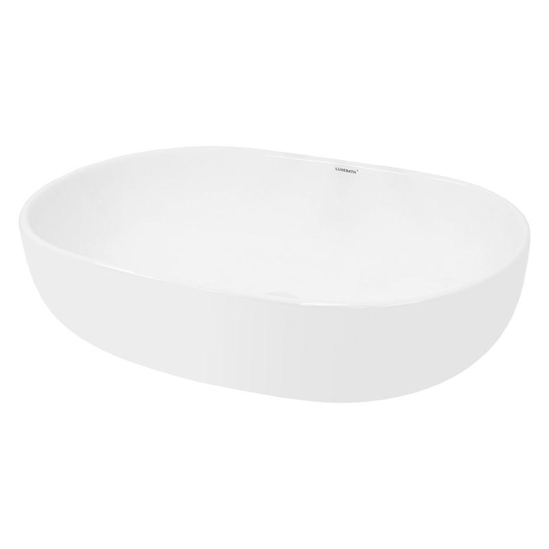 Waschbecken Oval ohne Überlauf 60x42x14,5 cm Weiß aus Keramik LuxeBath Waschbecken Oval ohne Überlauf 60x42x14,5 cm Weiß aus Keramik LuxeBath