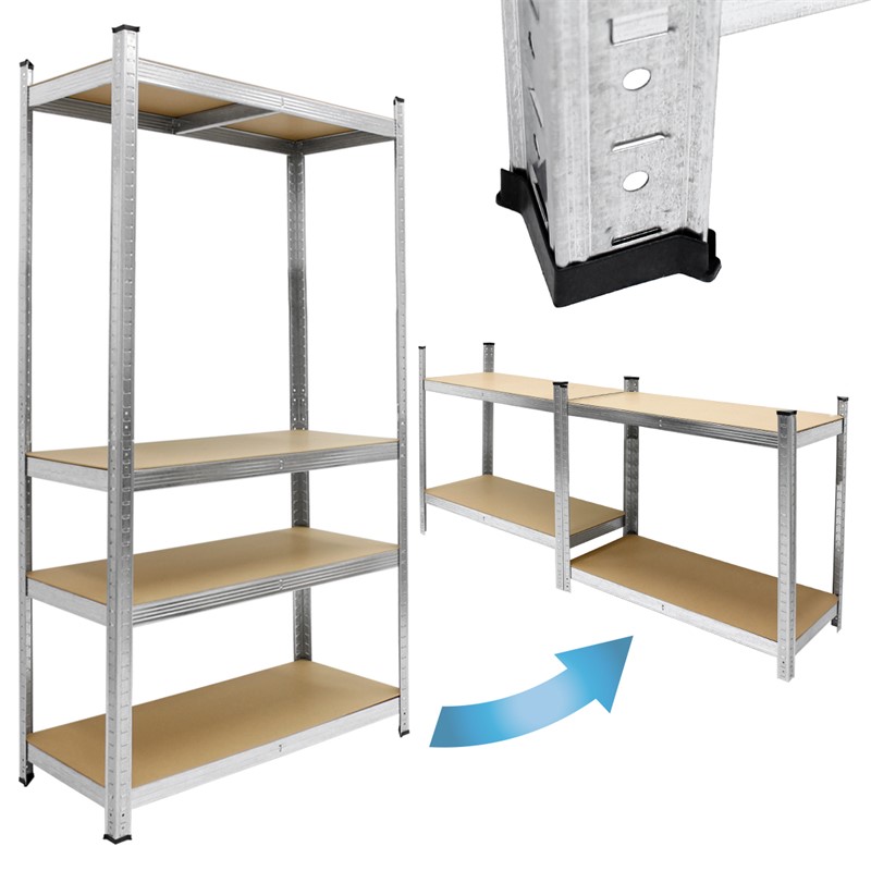 Werkstattregal silber, 160x80x40 cm, aus MDF und Metall, bis 320 kg
