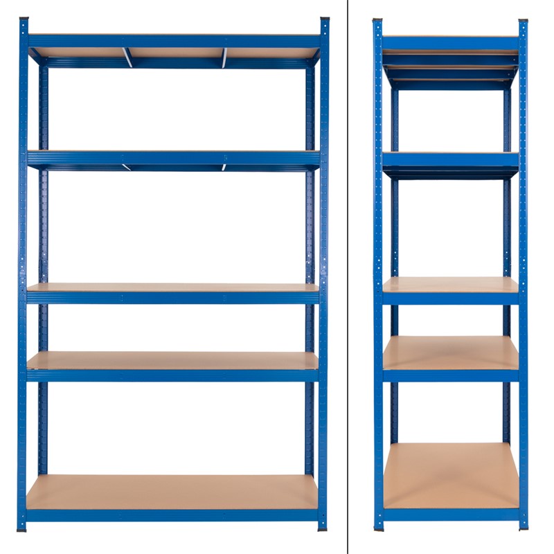 Werkstattregal 200x100x60 cm blau aus MDF Holzfaserplatte und Metall belastbar bis 875 kg