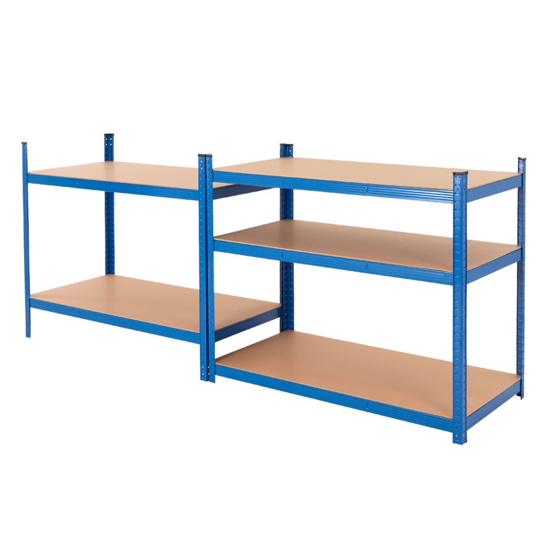 Werkstattregal 200x100x60 cm blau aus MDF Holzfaserplatte und Metall belastbar bis 875 kg