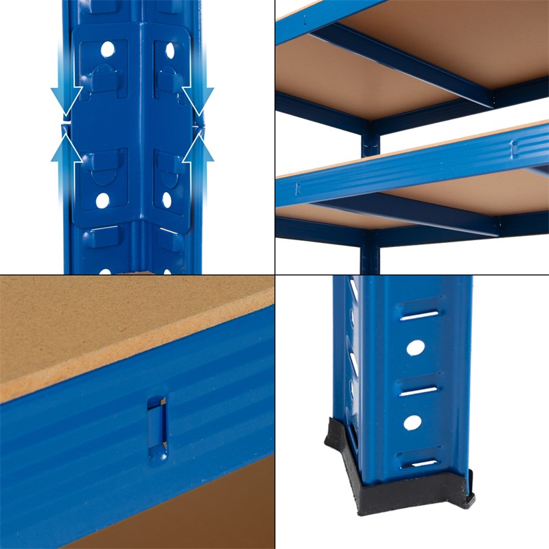 Werkstattregal 200x100x60 cm blau aus MDF Holzfaserplatte und Metall belastbar bis 875 kg