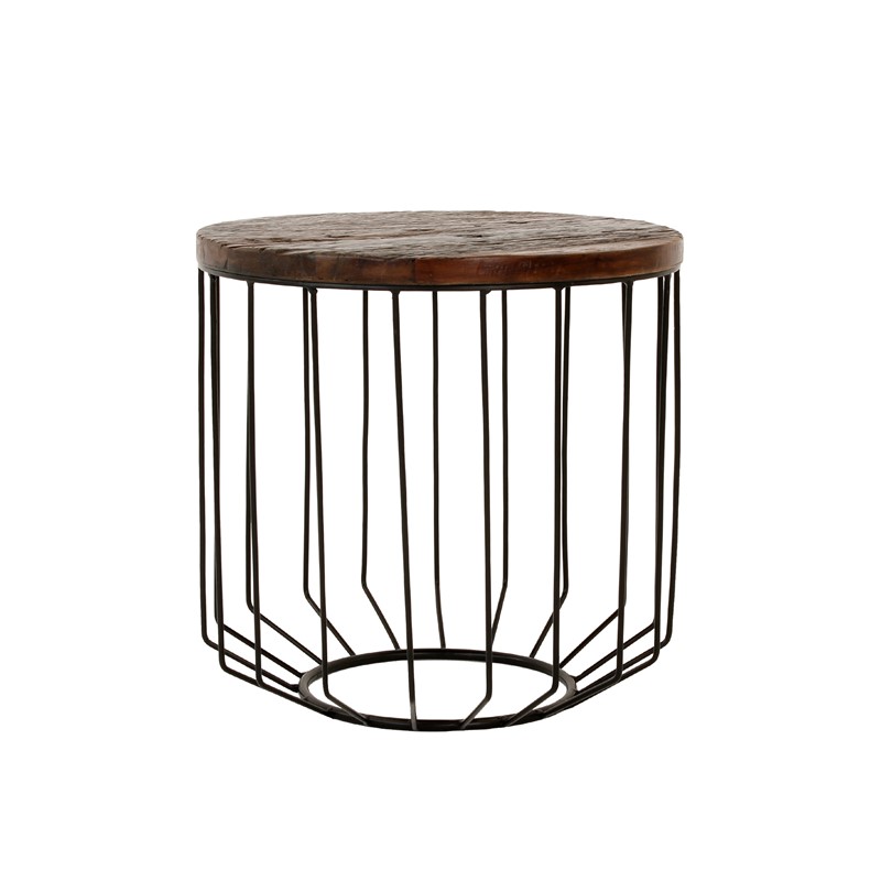 Couchtisch rund Ø 50x50 cm Natur/Schwarz aus Altholz, Metallgestell WOMO-Design Couchtisch rund Ø 50x50 cm Natur/Schwarz aus Altholz, Metallgestell WOMO-Design
