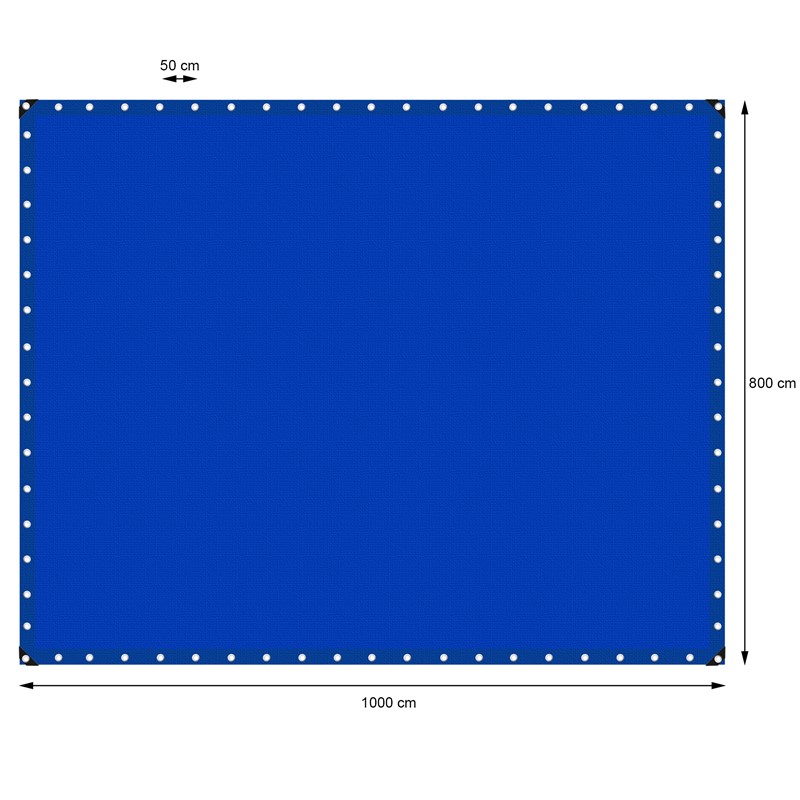 Abdeckplane Gewebeplane mit Ösen 8x10 m 260g/m² in Blau aus PE