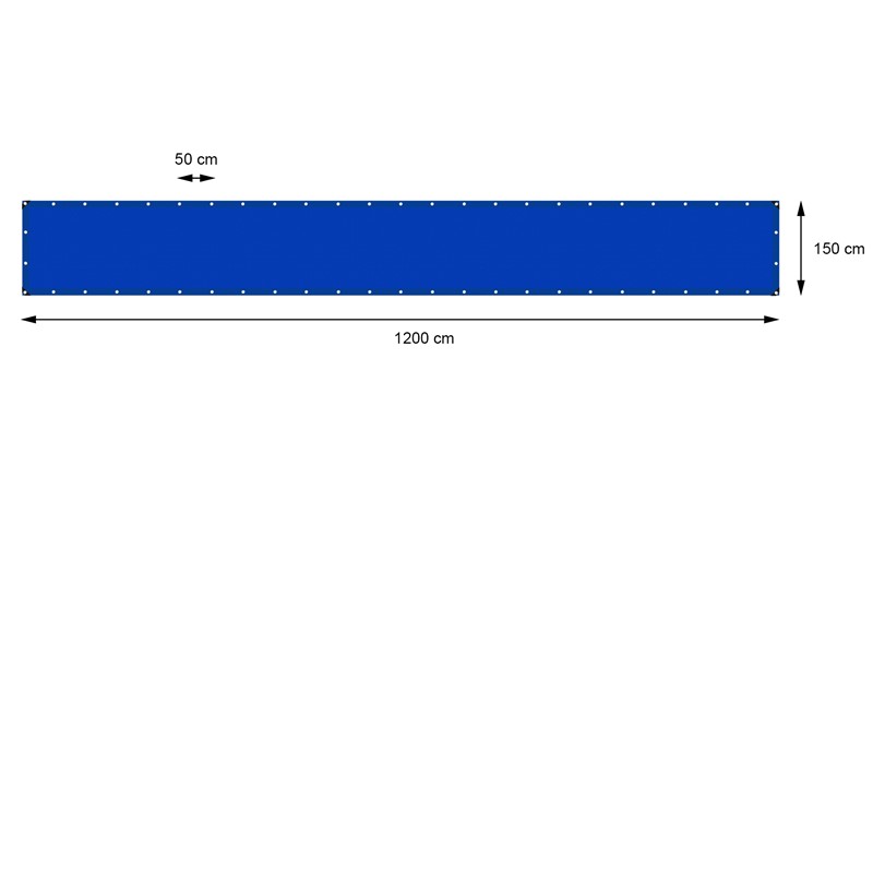 Abdeckplane mit Ösen 1,5x12 m 260g/m² Blau aus Polyethylen