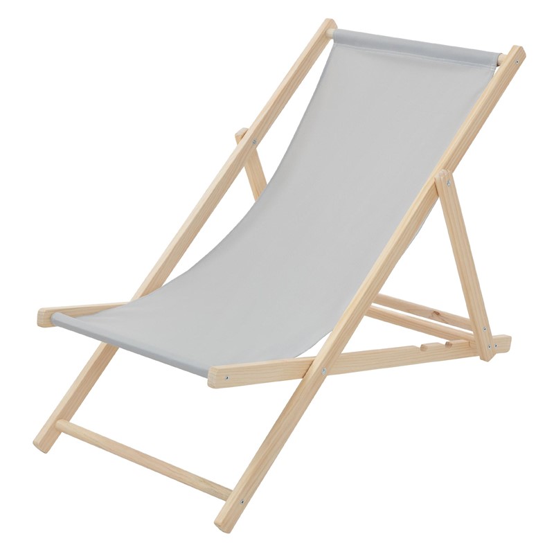 Gartenstuhl Strandliege Liegestuhl Sonnenliege Hellgrau aus Holz klappbar Gartenstuhl Strandliege Liegestuhl Sonnenliege Hellgrau aus Holz klappbar