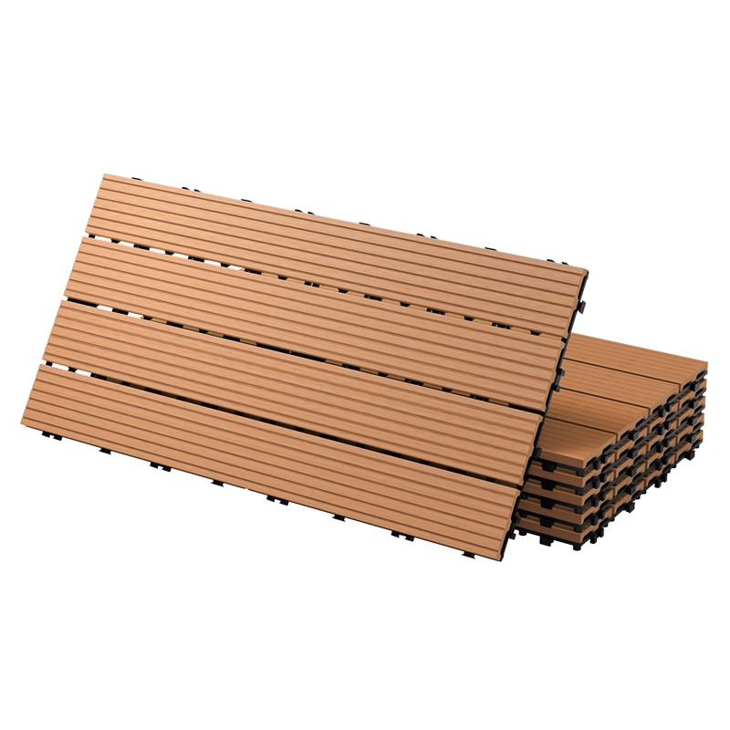 Terrassenfliesen 60x30 cm 6er Set für 1m² Hellbraun aus WPC Terrassenfliesen 60x30 cm 6er Set für 1m² Hellbraun aus WPC