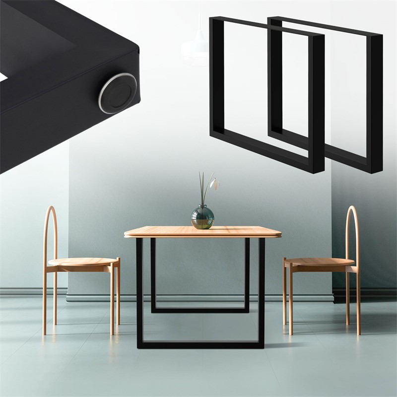2x Tischbeine Tischkufen aus Vierkantprofilen 80x72 cm Schwarz pulverbeschichtete Stahl 2x Tischbeine Tischkufen aus Vierkantprofilen 80x72 cm Schwarz pulverbeschichtete Stahl